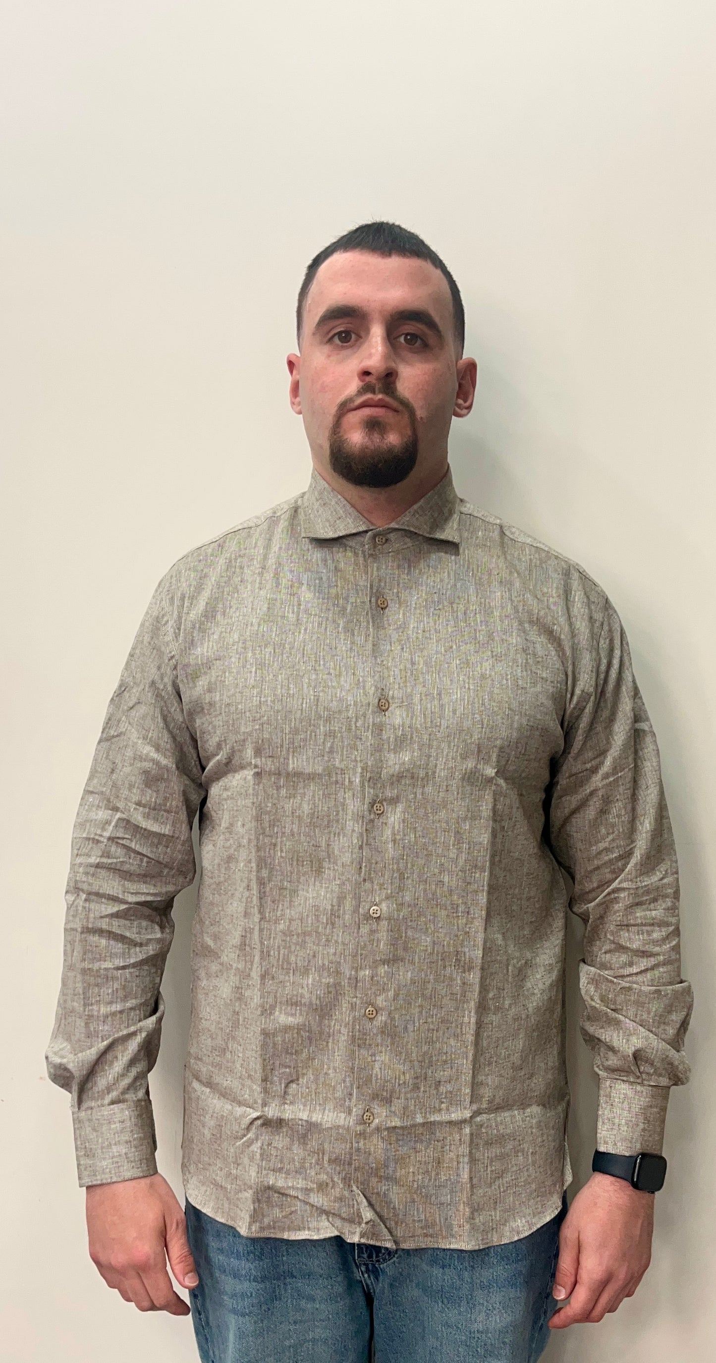 Nero Opaco Camicia Lino
