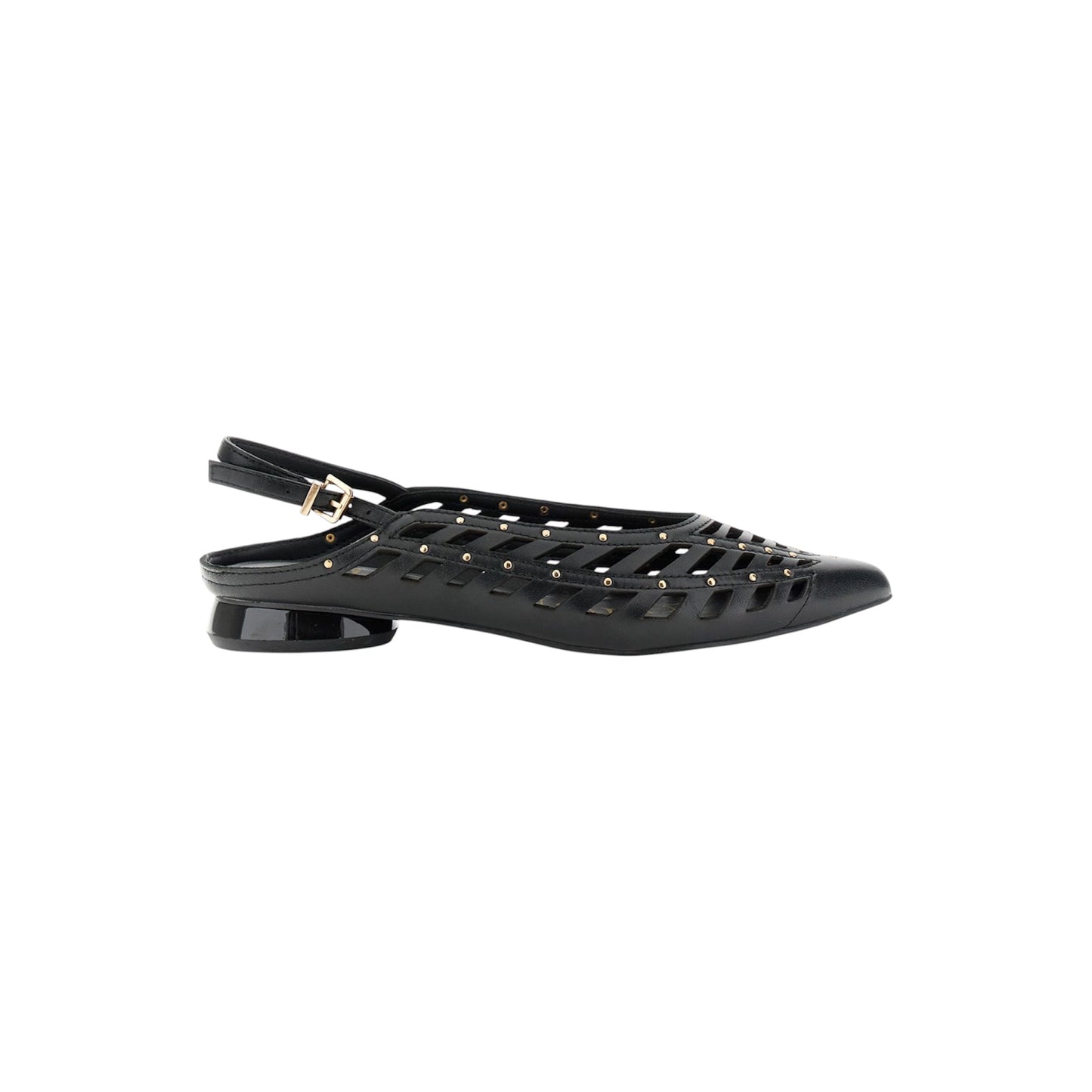 Slingback in nappa traforata con borchie e cinturino