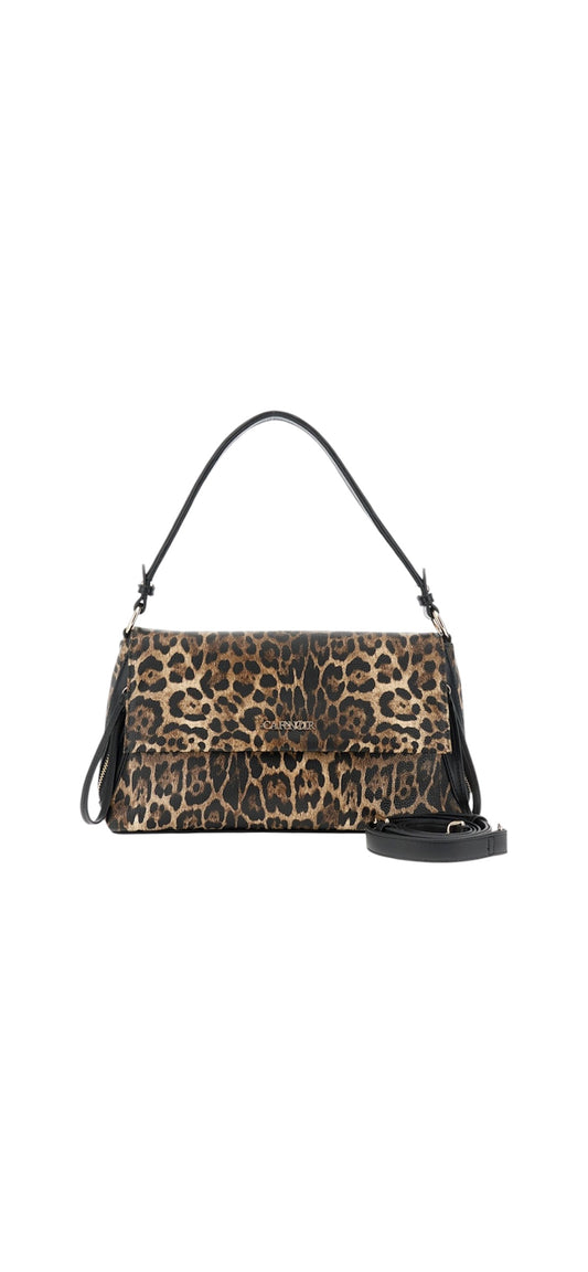 Borsa a spalla con stampa leopardo